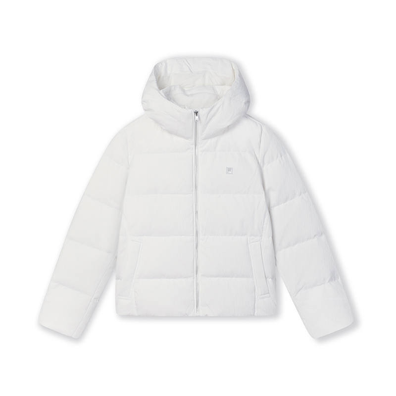 FILA Down Jackets Women's White Hooded Moderate Puffer Jacket