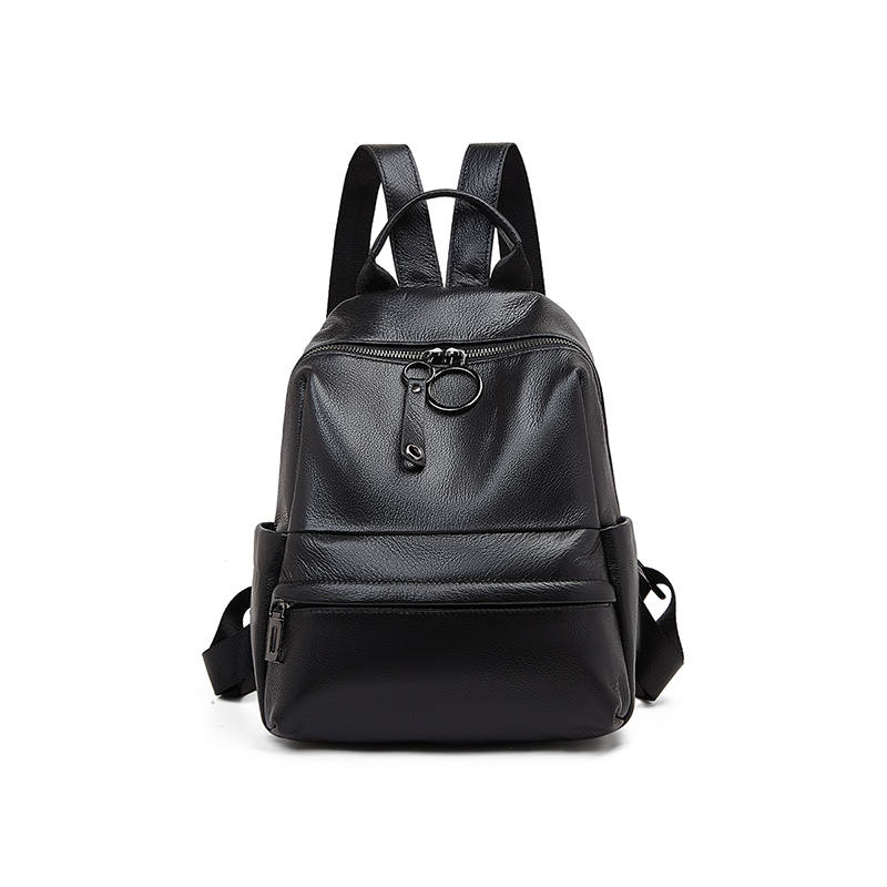 LAORENTOU Top Grain Cow Leather Backpack Women's Black/Gray/Pink