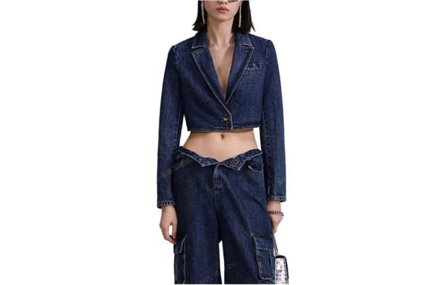 Self-portrait Self Portrait Denim Jackets Women's Blue Suit Collar Moderate Other