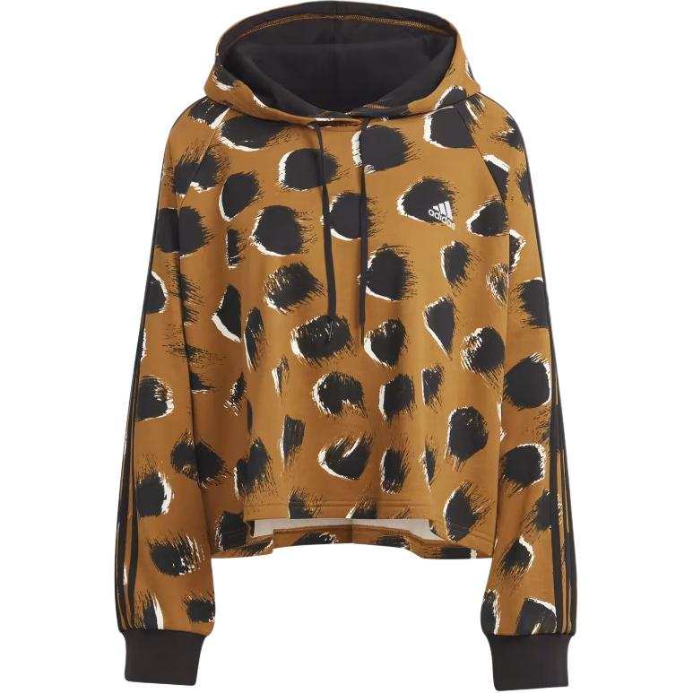Adidas Adidas ESSENTIALS 3 STRIPES ANIMAL PRINT HOODIE Sweatshirt Women's Brown