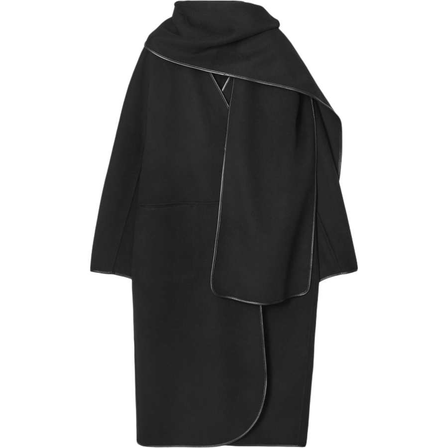 COS Coats Women's Black Scarf Collar Moderate