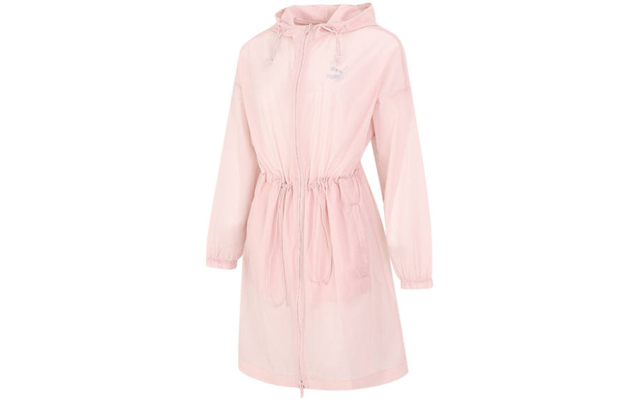 PUMA Trench Coats Women's Pink Hooded Moderate
