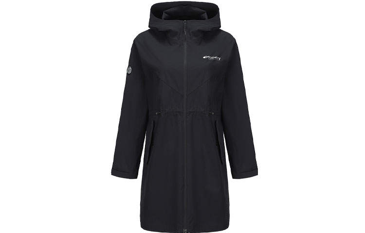 Discovery Expedition Trench Coats Women's Black Hooded Moderate