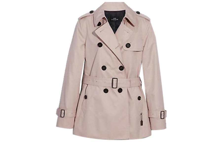 COACH COACH Trench Coat Women's Gray White