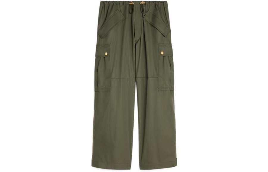 CELINE Casual Pants Women's Olive Moderate Straight Fit Pants