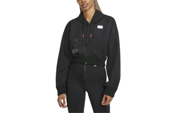 Nike Nike Cropped Coats Women's Black Hooded Moderate