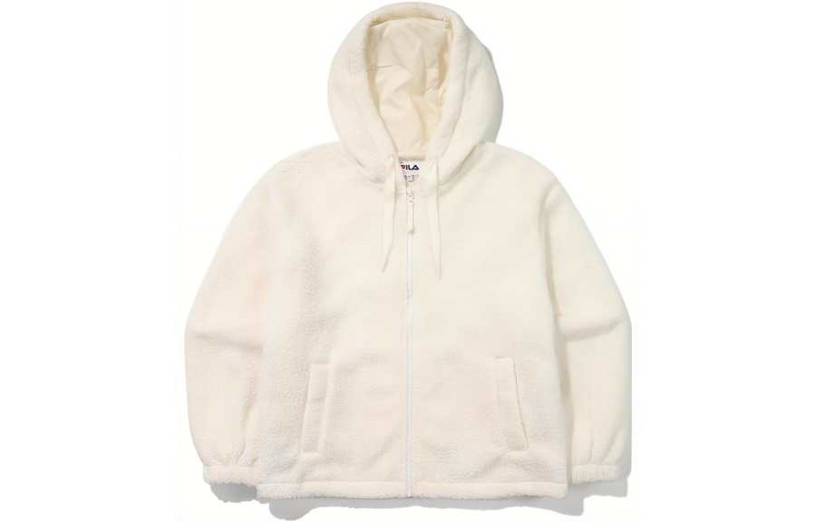 FILA Velvet Jackets Women's White Hooded Moderate