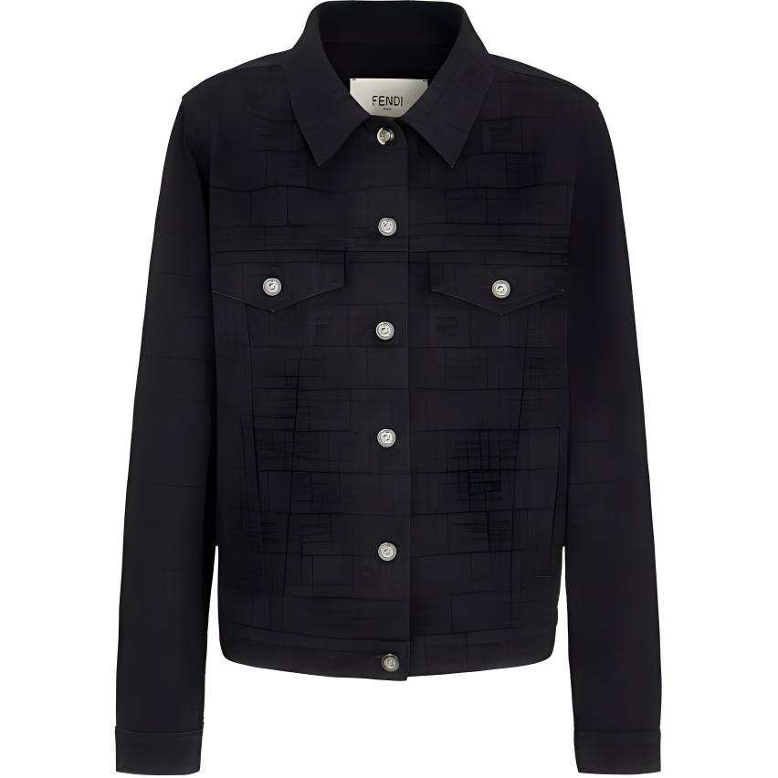 FENDI Logo Detailed Denim Jacket