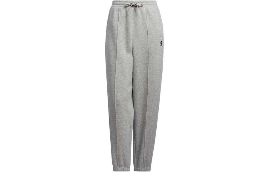 Adidas Neo Solid Color Small Logo Print High Rise Lace Up Fleece Lined Sweatpants Women's Medium Heather Gray