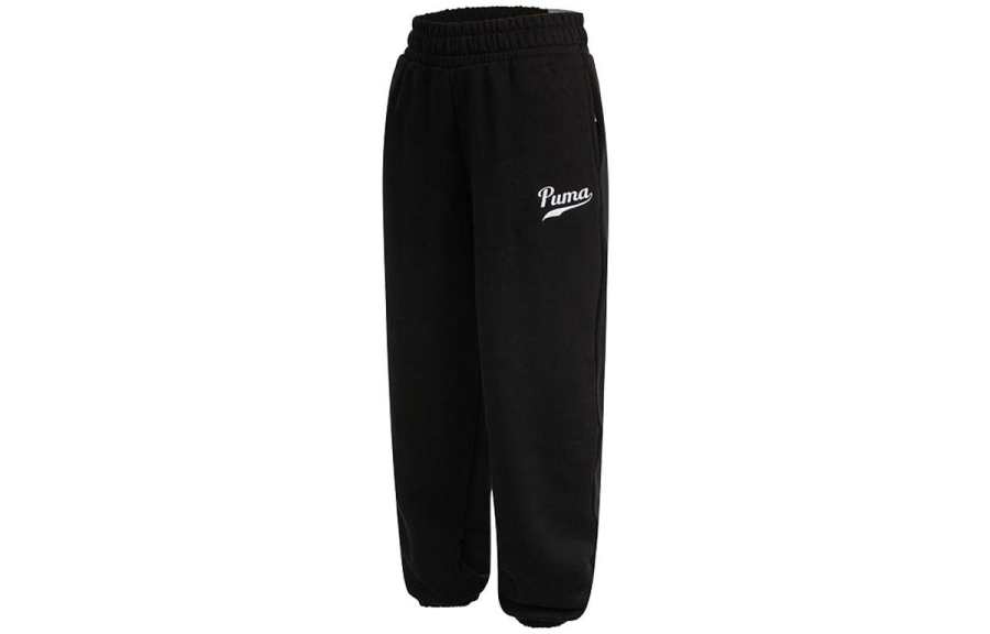 PUMA Knitted Sweatpants Women's Black Moderate Straight Fit Pants