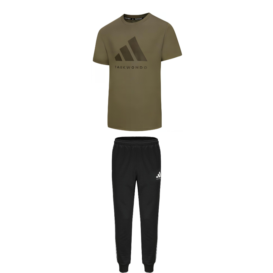 Adidas Adidas Taekwondo Casual Sportswear Unisex Clothing Sets Green+Black