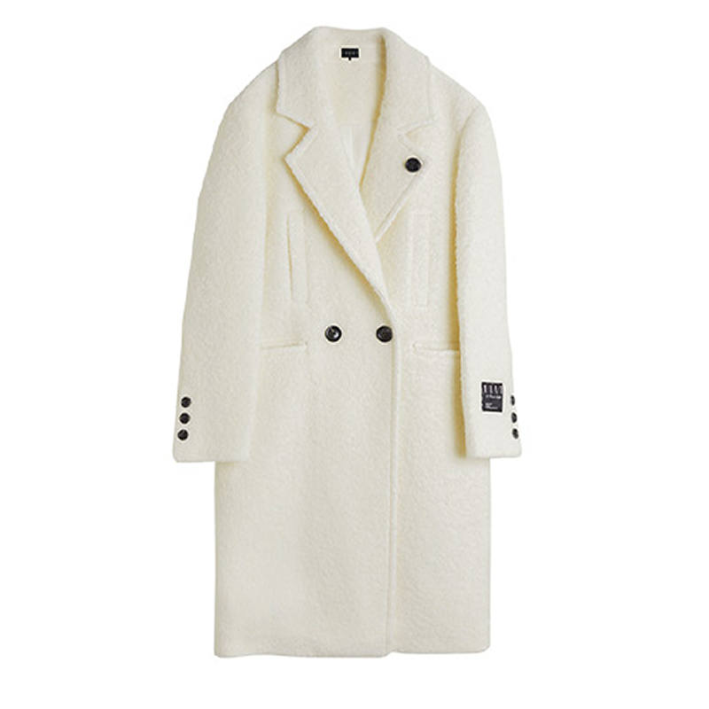 ELLE Coats Women's Ecru Suit Collar Thickened Straight Fit