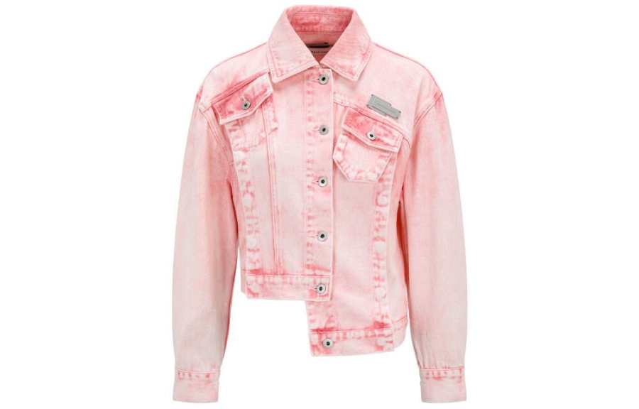 Feng Chen Wang Feng Chen Wang logo-plaque asymmetric denim jacket