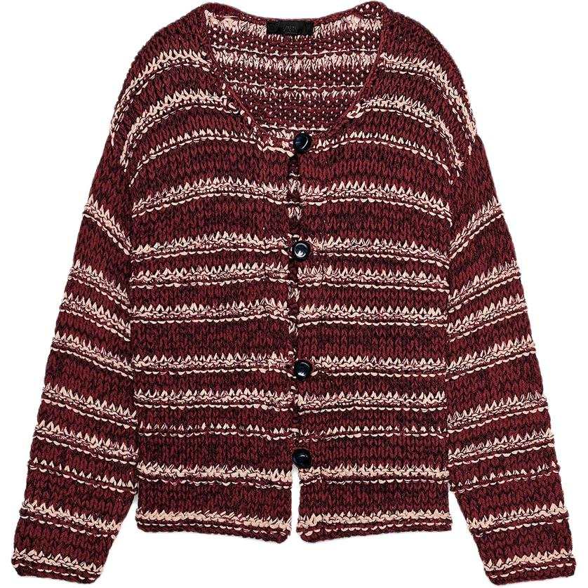 ZARA Knitwear Women's White/Dark Red