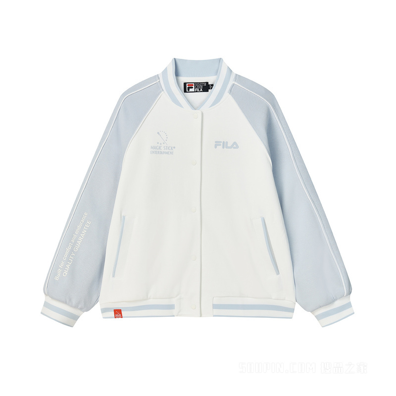 FILA Baseball Jerseys Women's Sunlight Blue Baseball Collar Moderate Straight Fit