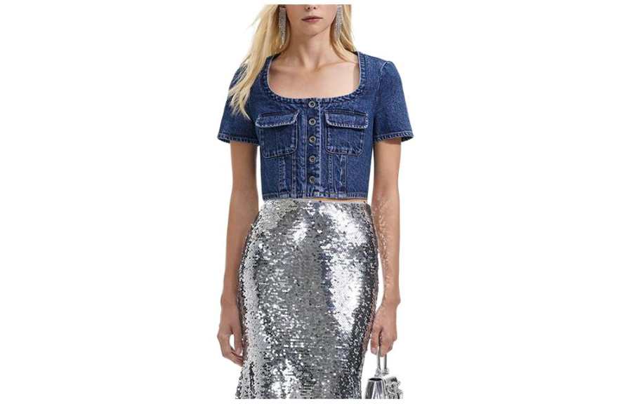 Self-portrait Self portrait Denim Jacket Women's Denim Blue