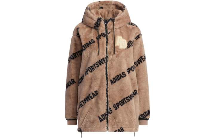Adidas Adidas Velvet Jackets Women's Pink Brown Hooded Moderate