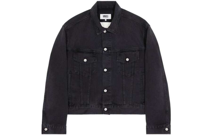 MM6 Maison Margiela Denim Jackets Women's Black Lapel Moderate
