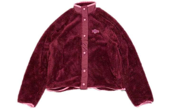 Nike Nike Velvet Jackets Women's Burgundy Stand Collar Thickened