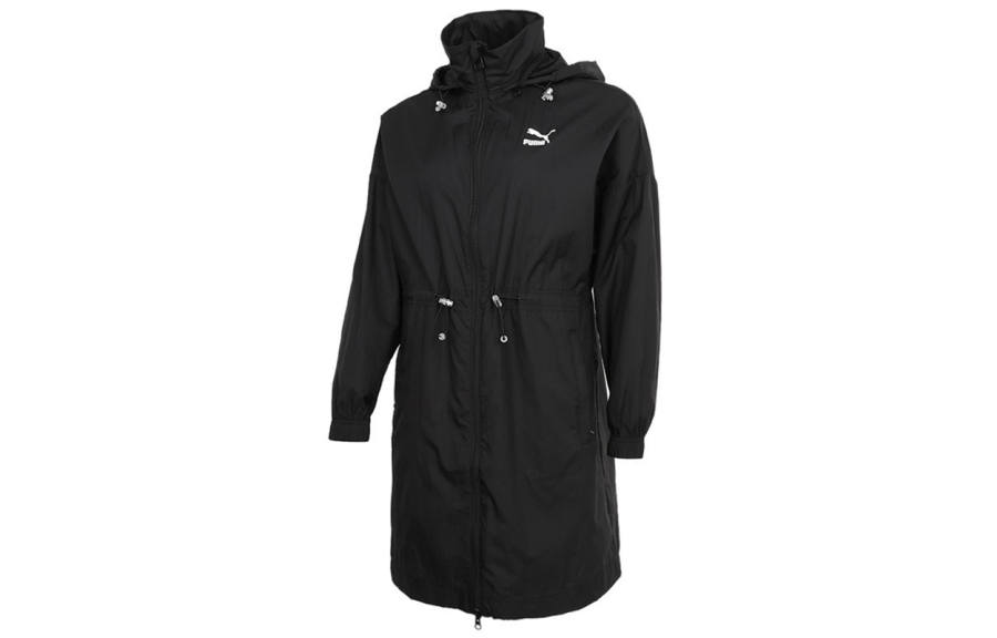 PUMA Trench Coats Women's Black Hooded Moderate