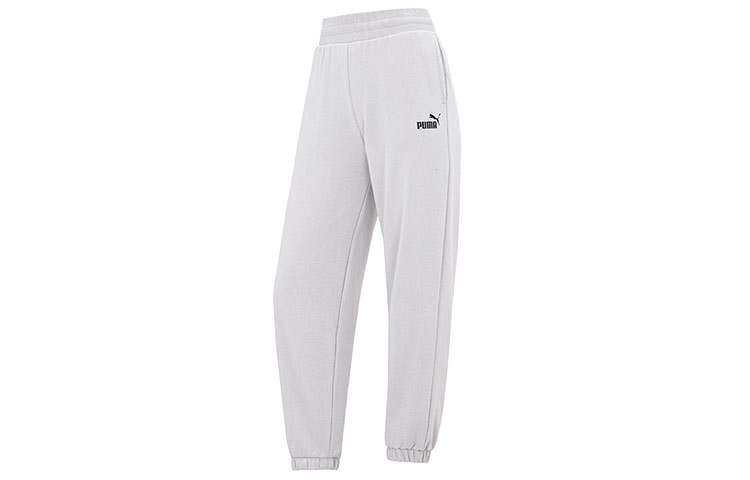 PUMA Knitted Sweatpants Women's Gray Moderate Cuffed Pants