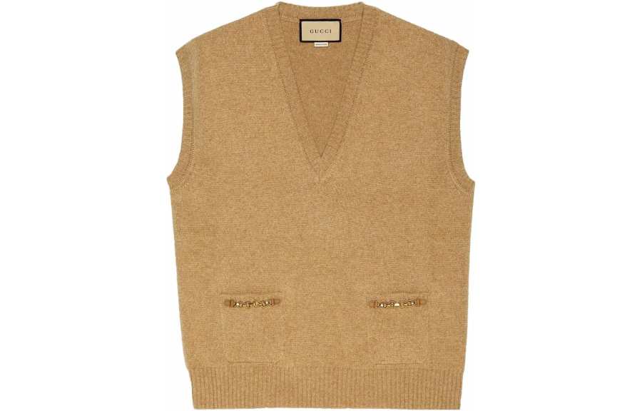 GUCCI Vests Women's Yellow V Neck Moderate Other