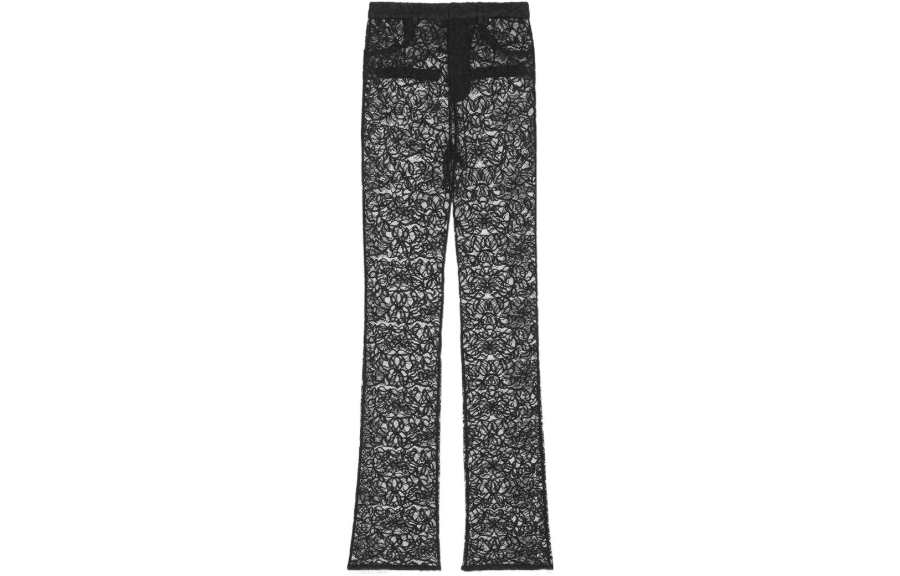 SAINT LAURENT straight-leg floral lace trousers
