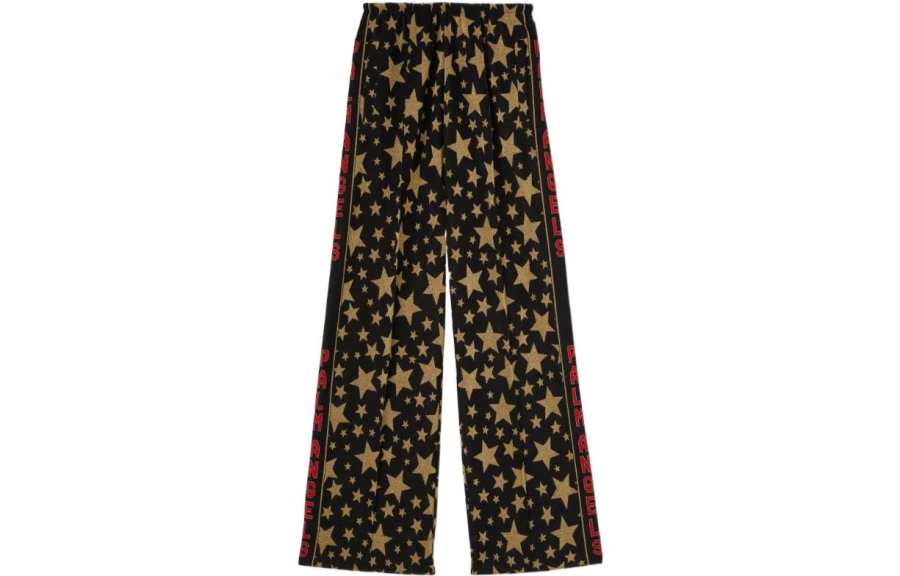 PALM ANGELS Knitted Sweatpants Women's Black Moderate Straight Fit Pants