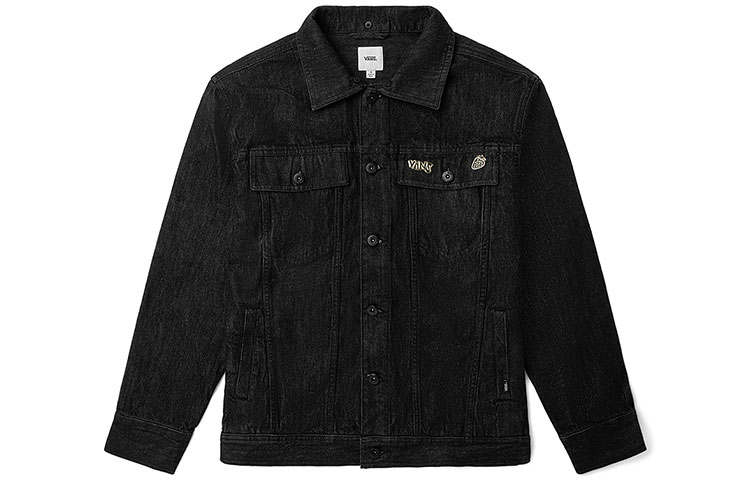 Vans Denim Jackets Women's Black Square Collar Moderate Straight Fit