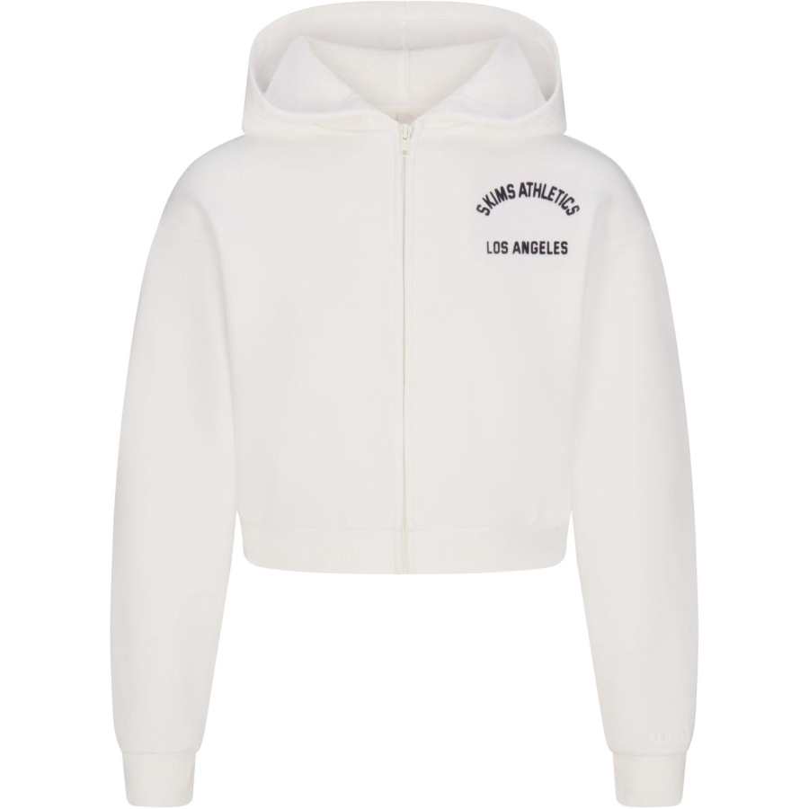 Skims SS25 COTTON FLEECE SHRUNKEN ZIP UP HOODIE Sweatshirt Women's GRAPHIC/Marble Pattern