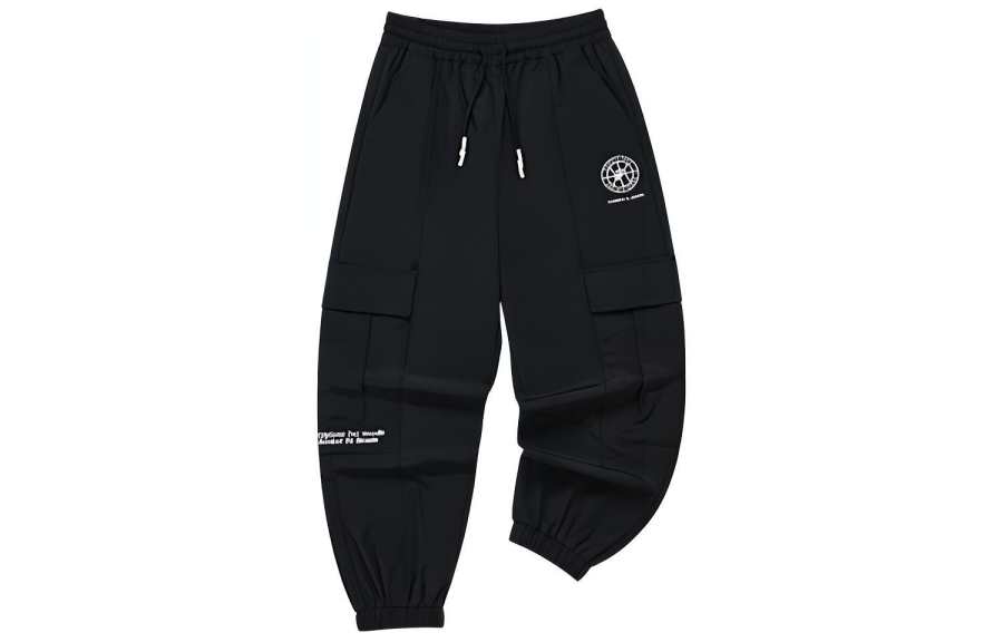 FILA FUSION Knitted Sweatpants Women's Black Moderate Cuffed Pants
