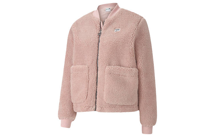 PUMA Velvet Jackets Women's Wedding Pink Baseball Collar Moderate