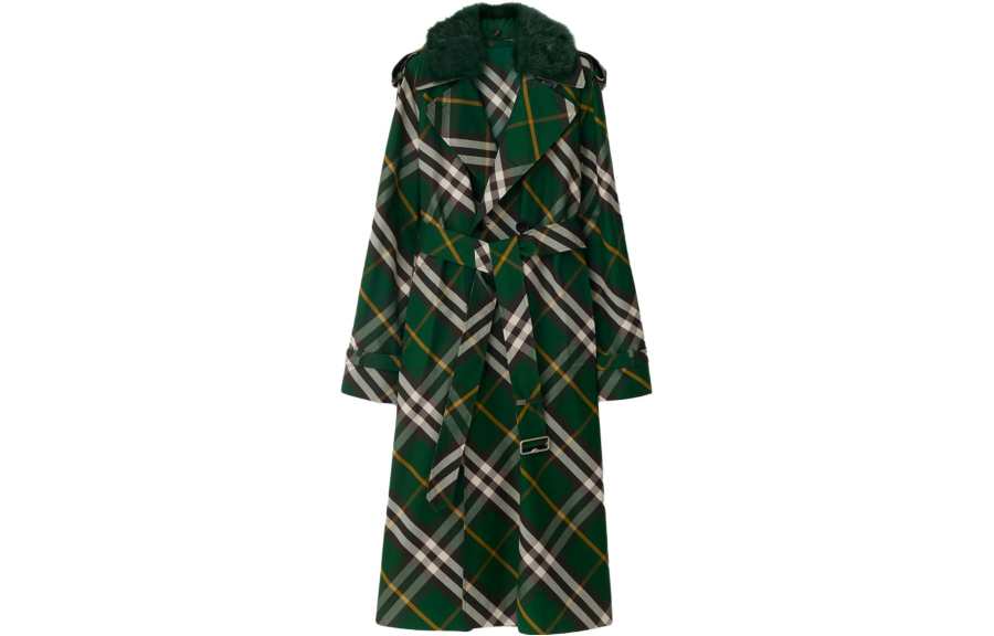 Burberry Burberry Checked Double Breasted Belted Trench Coat