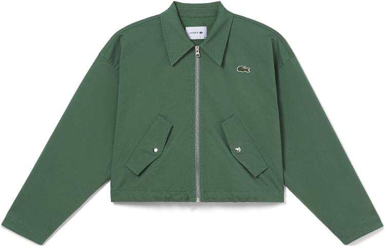 LACOSTE SS23 Cropped Coat Women's Tree Green