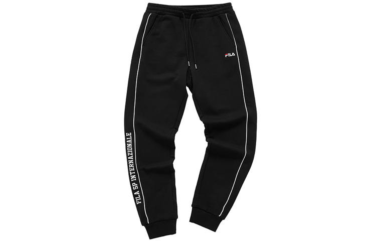 FILA FUSION Knitted Sweatpants Women's Black Moderate Straight Fit Pants