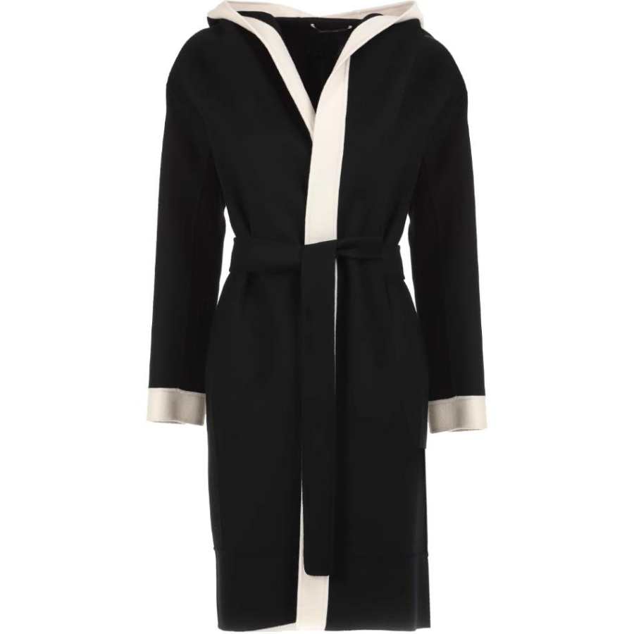 MaxMara Coats Women's Black Hooded Moderate Straight Fit