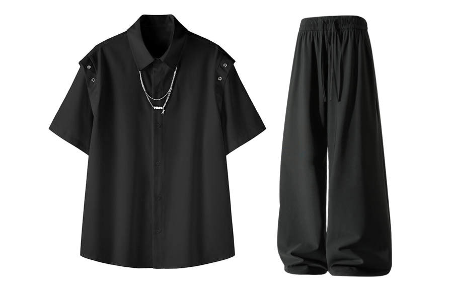 X1617 X1617 Shirt Matching Sets Unisex Lapel Thin
