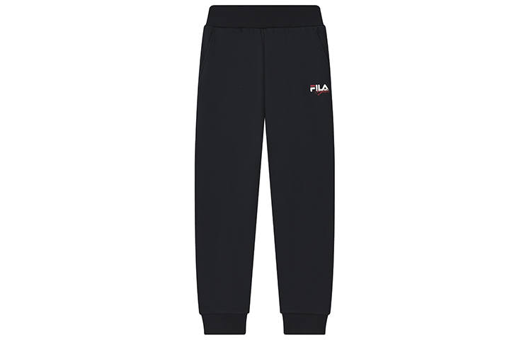 FILA Basic Minimalist Cuffed Logo Print Fleece Lined Knitted Fabric Casual Pants Women's Legend Blue