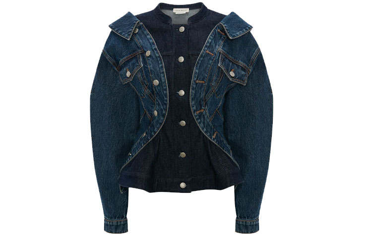 Alexander McQueen Denim Jackets Women's Blue Lapel Moderate Straight Fit