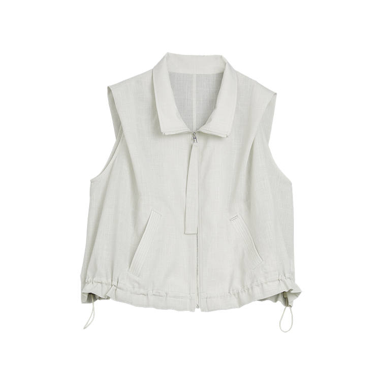 ELLE Vests Women's Light Green Lapel Moderate Other