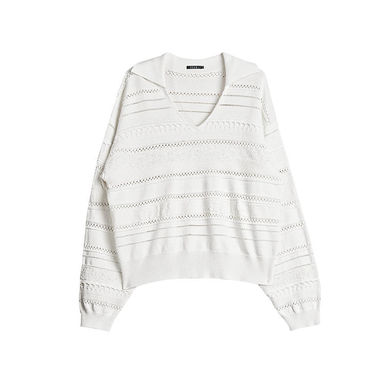 ELLE Knitwear Women's White V Neck Moderate
