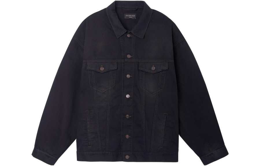 Balenciaga Political Campaign Oversized Denim Jacket Black