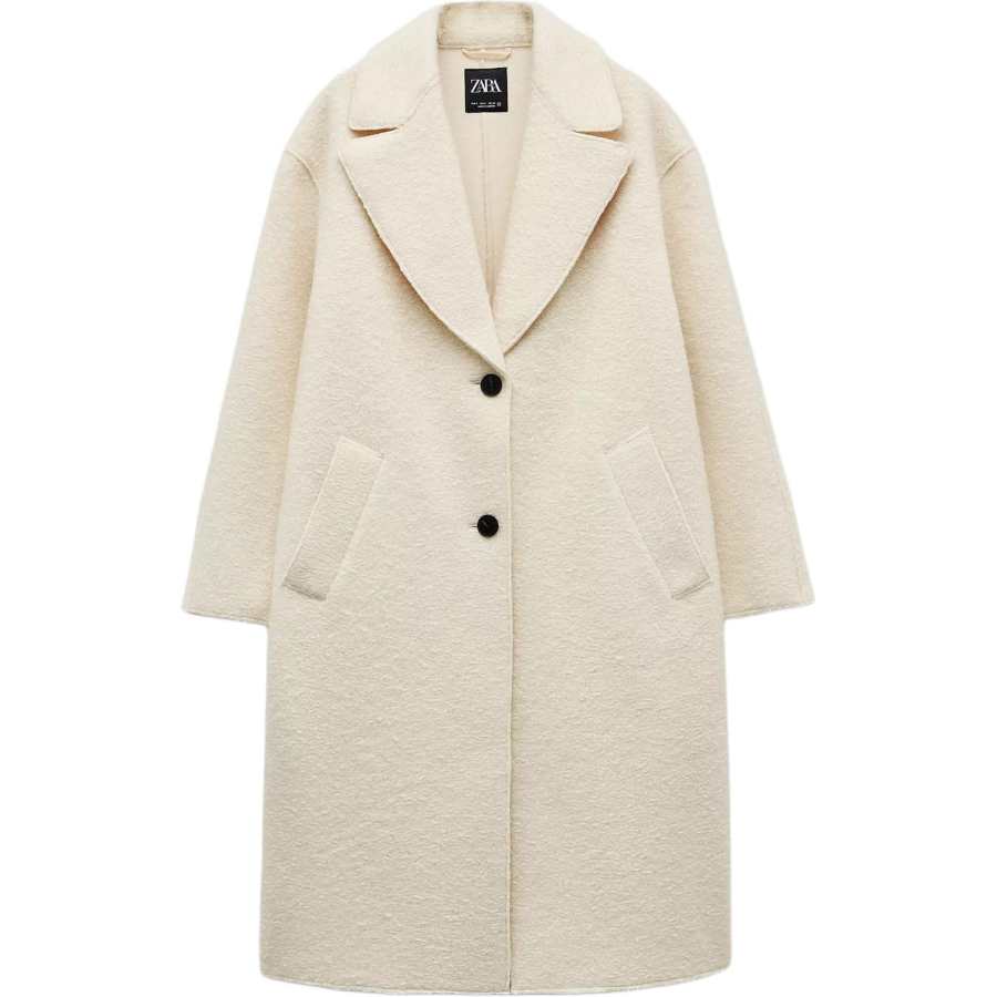 ZARA Coats Women's Ecru Suit Collar Moderate