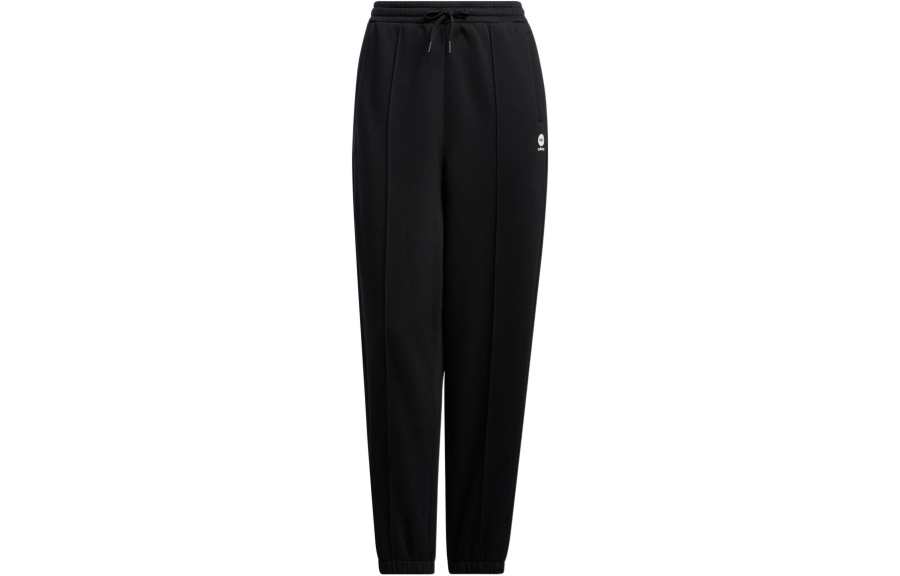 Adidas Neo Solid Color Logo Print Fleece Lined Elastic Cuff Sweatpants Women's Black