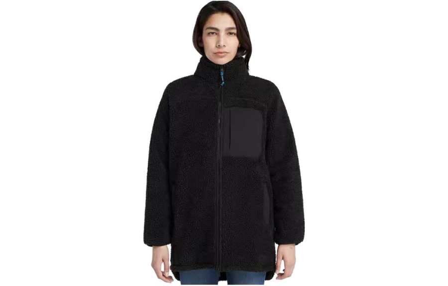 Timberland Velvet Jackets Women's Black Stand Collar