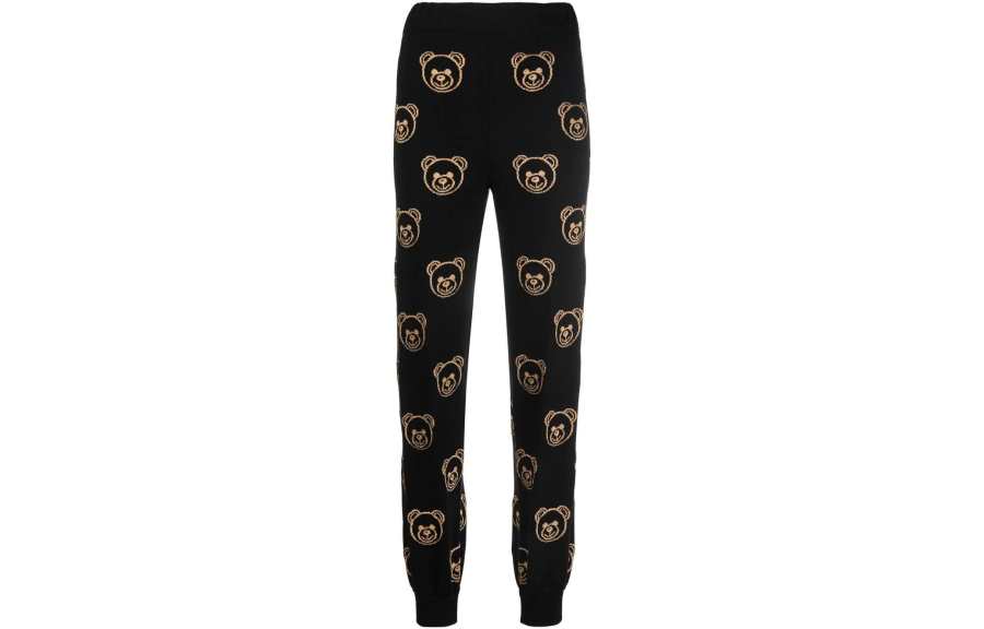 MOSCHINO Knitted Sweatpants Women's Black Moderate Cuffed Pants