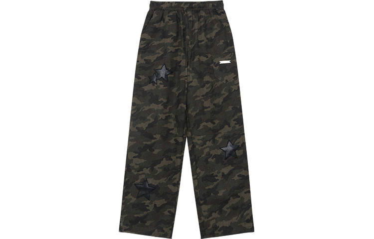 ISaluteU Casual Pants Unisex Camouflage Moderate Straight Fit Pants