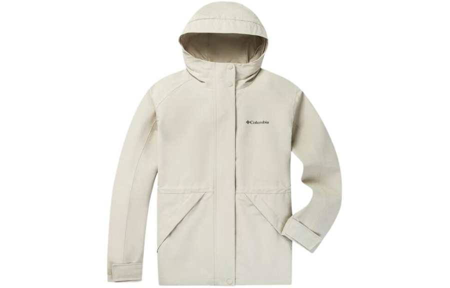 Columbia Hiking Waterproof, Windproof, Lightweight Windbreaker Jacket Women's Light Gray