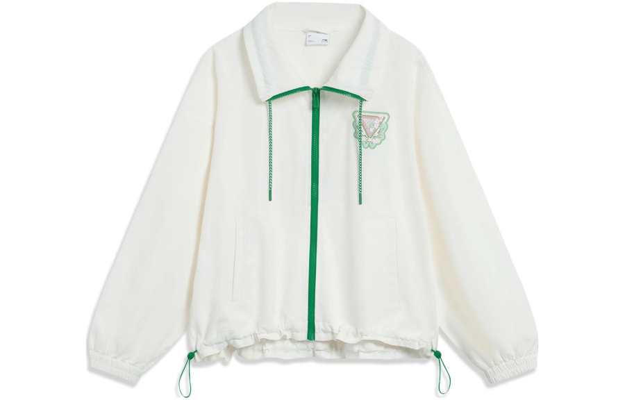 Li-Ning Li Ning China Culture Collection Trench Coats Women's Ivory Lapel Moderate