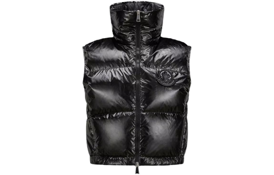 Moncler Down Vests Women's Black Stand Collar Moderate